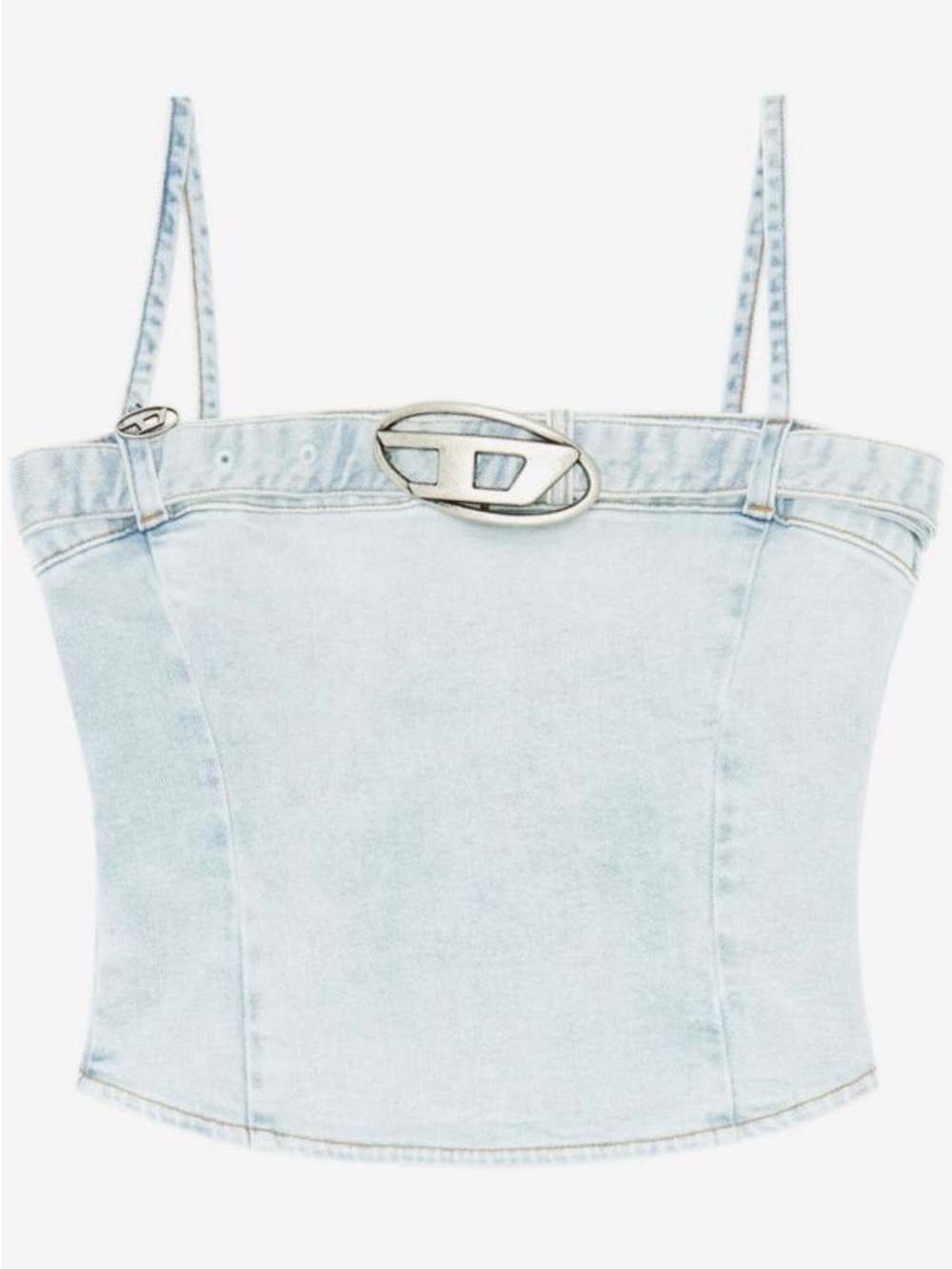 NWT Diesel De-Lucy-S Denim Tank Top Light Blue Logo Buckle Size S $450